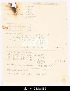 Punitzer Martin (1889-1949), propiedad de Sr. Francisco Fonck, Valdivia (1941): calculations. Pencil on transparent, 27.8 x 22.5 cm (including scan edges) Punitzer Martin  (1889-1949): Propiedad de Sr. Francisco Fonck, Valdivia Stock Photo