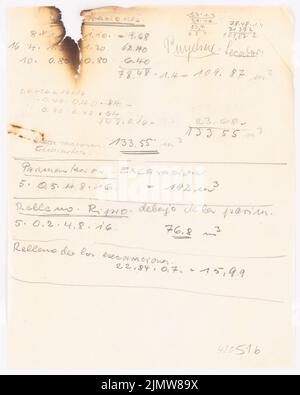 Punitzer Martin (1889-1949), propiedad de Sr. Francisco Fonck, Valdivia (1941): calculations. Pencil on paper, 27.5 x 22 cm (including scan edges) Punitzer Martin  (1889-1949): Propiedad de Sr. Francisco Fonck, Valdivia Stock Photo