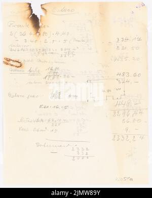 Punitzer Martin (1889-1949), propiedad de Sr. Francisco Fonck, Valdivia (1941): calculations. Pencil on paper, 27.3 x 22.1 cm (including scan edges) Punitzer Martin  (1889-1949): Propiedad de Sr. Francisco Fonck, Valdivia Stock Photo