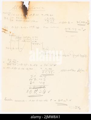 Punitzer Martin (1889-1949), propiedad de Sr. Francisco Fonck, Valdivia (1941): calculations. Pencil on paper, 27.3 x 21.9 cm (including scan edges) Punitzer Martin  (1889-1949): Propiedad de Sr. Francisco Fonck, Valdivia Stock Photo