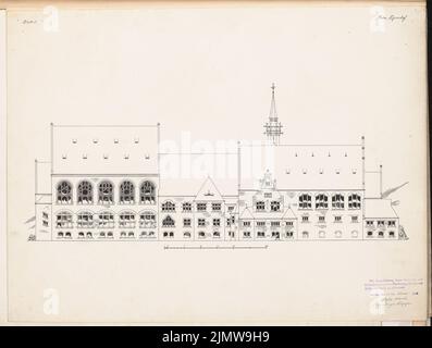 Eckardt August, Volksbibliothek. Schinkel competition 1902 (12.02.1903): side facade. View 1: 200. Ink on cardboard, 49.8 x 66 cm (including scan edges) Eckardt August : Volksbibliothek. Schinkelwettbewerb 1902 Stock Photo