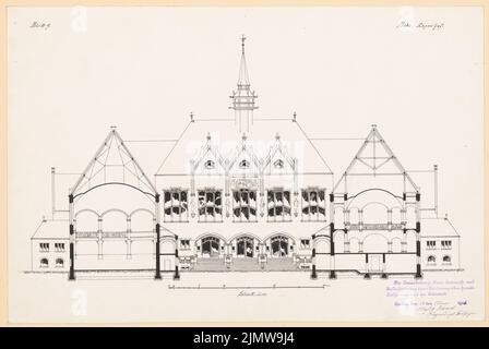 Eckardt August, Volksbibliothek. Schinkel competition 1902 (12.02.1903): Longitudinal section 1: 200. Ink on cardboard, 33.1 x 49.4 cm (including scan edges) Eckardt August : Volksbibliothek. Schinkelwettbewerb 1902 Stock Photo