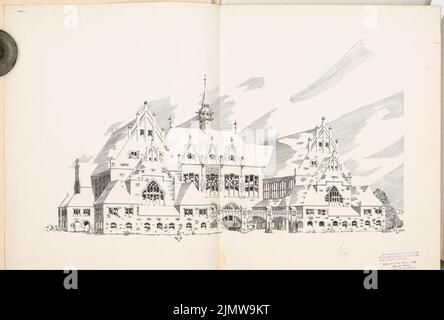 Eckardt August, Volksbibliothek. Schinkel competition 1902 (12.02.1903): Perspective view. Ink on cardboard, 67.5 x 99.9 cm (including scan edges) Eckardt August : Volksbibliothek. Schinkelwettbewerb 1902 Stock Photo