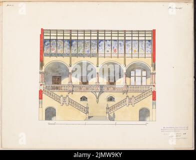 Eckardt August, Volksbibliothek. Schinkel competition 1902 (12.02.1903): entrance hall. View 1:50. Tusche watercolor on the box, 49.1 x 64.3 cm (including scan edges) Eckardt August : Volksbibliothek. Schinkelwettbewerb 1902 Stock Photo