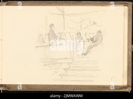 Michel Paul sen. (1877-1938), sketchbook (approx. 1900): concert in an interior. Pencil on paper, 12.5 x 18 cm (including scan edges) Michel Paul sen.  (1877-1938): Skizzenbuch Stock Photo