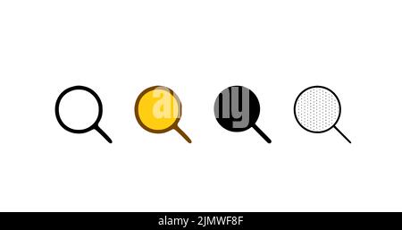 Search icon set in different styles. Magnifying glass vector illustration isolated on white background. Stock Photo