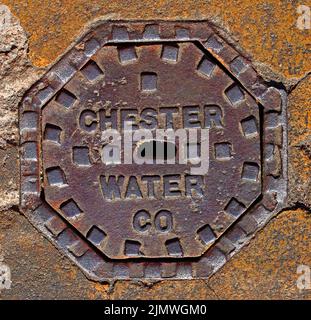 Chester Water Company grid, Foregate Street, Chester City, Cheshire, England, UK, CH1 1LG Stock Photo