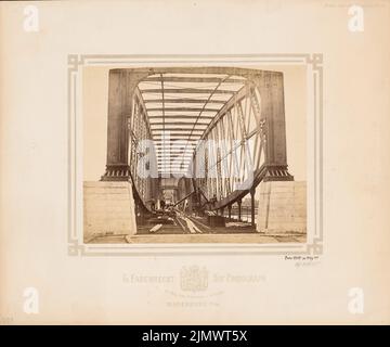 Unknown architect, Memelbrücke near Tilsit (approx. 1874): View. Photo on cardboard, 39.1 x 47 cm (including scan edges) N.N. : Eisenbahnbrücke über die Memel, Tilsit