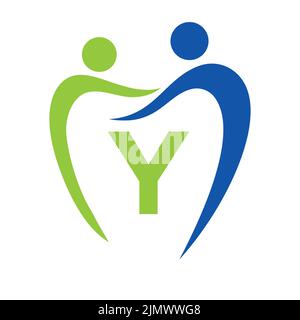 Dentistry Clinic Logo On Letter Y Concept. Family Dental Care Symbol. Dental Dentist Logo Sign Stock Vector
