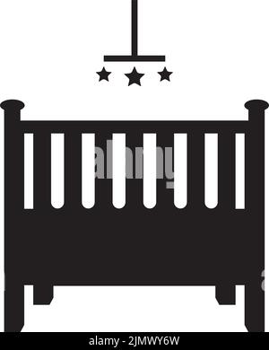 Wooden baby cradle icon vector logo design Stock Vector