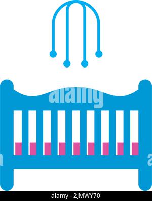 Wooden baby cradle icon vector logo design Stock Vector