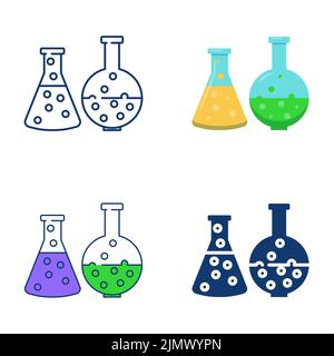 Test Tube With Bubbles , Silhouette Style Icon Vector Illustration 