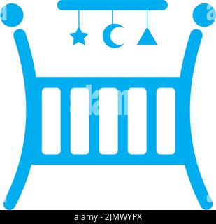Wooden baby cradle icon vector logo design Stock Vector