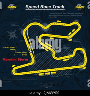Dark blue and yellow colour race map Stock Vector