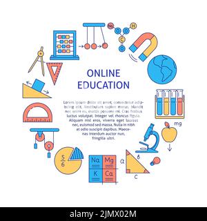 Online education banner in line style with place for text. Vector illustration. Stock Vector