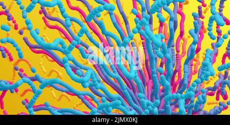 Point explode. Array with dynamic emitted particles. 3d technology style. Abstract background. Vector illustration. Stock Vector