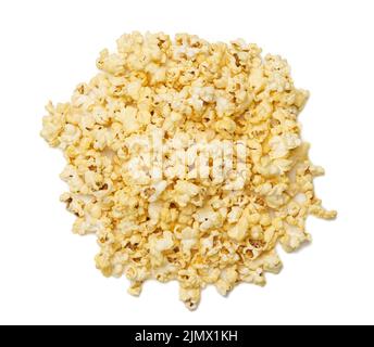 Heap of fried popcorn with cheese isolated on white background Stock Photo