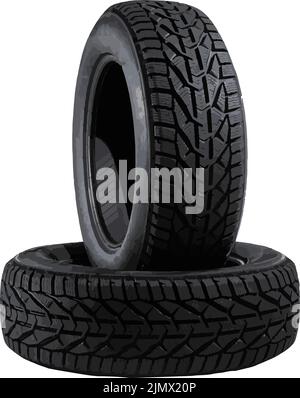 Car wheels with alloy wheels and new tires, side and front view. Vector flat illustration Stock Vector