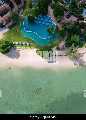 Aerial view of Naka Island near Phuket Thailand, tropical Island in Thailand Stock Photo