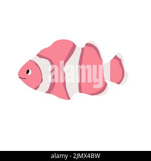 Cute vector ocean illustration with clown fish.Underwater cartoon creatures.Marine animals.Cute childrens design for fabric, clothing,book, postcard Stock Vector