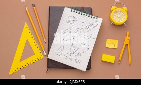 Flat lay composition school supplies Stock Photo