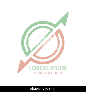 Abstract circular logo with an arrow. Vector template for a logo, brand or sticker. Flat style Stock Vector