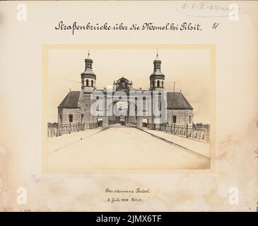 Unknown architect, Memelbrücke near Tilsit (without dat.): View. Photo on cardboard, 29.2 x 35.4 cm (including scan edges) N.N. : Straßenbrücke über die Memel, Tilsit