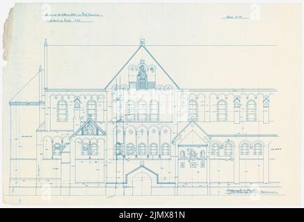 Klomp Johannes Franziskus (1865-1946), Benedectine Abbey St. Mauritius, Clerf (Cllervaux), Luxembourg (May 17, 1909): View of the north side of the church 1:50. Blueprint on paper, 63.2 x 92.1 cm (including scan edges) Klomp Johannes Franziskus  (1865-1946): Benedektinerabtei St. Mauritius, Clerf (Clervaux) Stock Photo