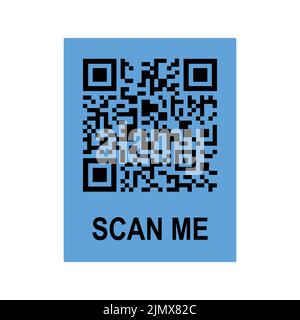 Scan me phone tag. Qrcode for mobile app. Isolated illustration on white background. Cartoon style. Vector illustration. Stock Vector