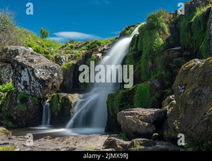 A view of the Upper Falls of the Loup of Fintry in the central lowlands of Scotland Stock Photo