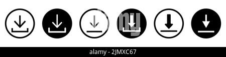 Set of download icons. Flat and line style. Vector illustration, Eps 10 Stock Vector