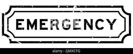 Grunge black emergency word rubber seal stamp on white background Stock Vector