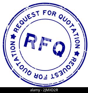 Grunge blue RFQ request for quotation word round rubber seal stamp on white background Stock Vector