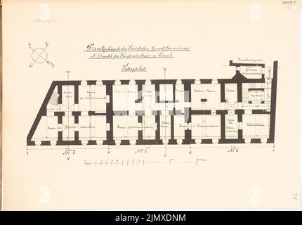 Unknown architect, Service building of the General Commission, Kassel (approx. 1886/1887): Plan content N.N. detected. Lithograph on paper, 39.6 x 56.8 cm (including scan edges) N.N. : Dienstgebäude der General-Kommission, Kassel Stock Photo