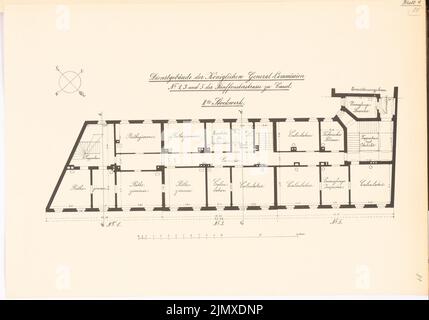 Unknown architect, Service building of the General Commission, Kassel (approx. 1886/1887): Plan content N.N. detected. Lithograph on paper, 39.6 x 56.6 cm (including scan edges) N.N. : Dienstgebäude der General-Kommission, Kassel Stock Photo