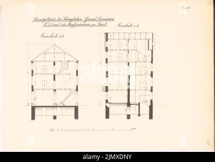 Unknown architect, Service building of the General Commission, Kassel (approx. 1886/1887): Plan content N.N. detected. Lithograph on paper, 39.8 x 56.3 cm (including scan edges) N.N. : Dienstgebäude der General-Kommission, Kassel Stock Photo