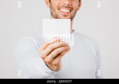 Business card template with young man background Stock Photo