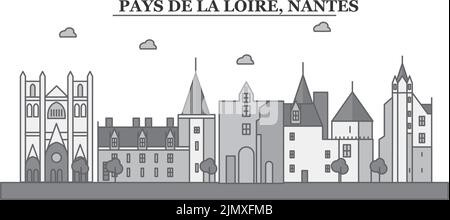 France, Nantes city skyline isolated vector illustration, icons Stock Vector