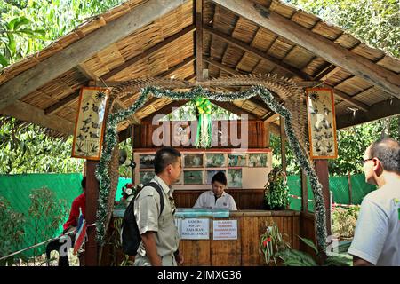 Front office of a fish massage service in Kampung Luanti Baru, Ranau, Sabah, Malaysia. Stock Photo