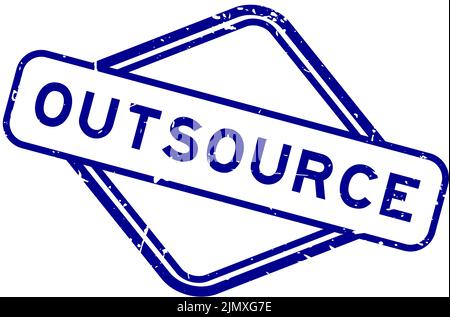 Grunge blue outsource word rubber seal stamp  on white background Stock Vector