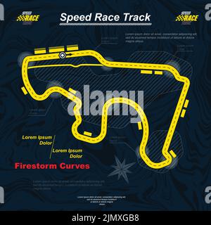 Blue and yellow race track background Stock Vector
