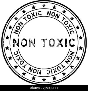 Grunge black non toxic word with star icon round rubber seal stamp on white background Stock Vector