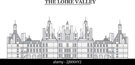 France, The Loire Valley city skyline isolated vector illustration, icons Stock Vector