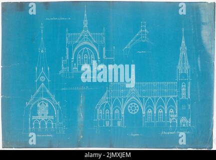 Klomp Johannes Franziskus (1865-1946), St. Anna, Lenhausen (January 25, 1897): Cut through the middle and cross-ship and longitudinal section (1: 100). Blueprint on paper, 68.7 x 98.9 cm (including scan edges) Stock Photo