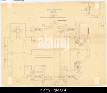 Klomp Johannes Franziskus (1865-1946), St. Antonius Einsiedler (extension) (with rectory), Heggen (08.03.1900): Creation of the masonry on floor plan 1:50. Ink, pencil, colored pencil on transparent, 73.6 x 90.3 cm (including scan edges) Stock Photo