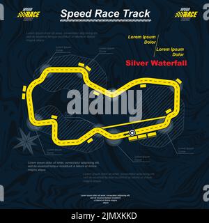 Blue and yellow race track background Stock Vector