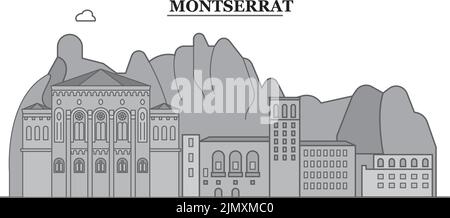 Montserrat city skyline isolated vector illustration, icons Stock Vector