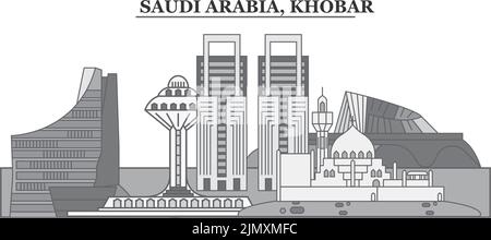 Saudi Arabia, Khobar city skyline isolated vector illustration, icons Stock Vector