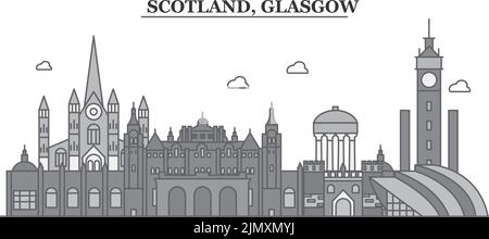 Scotland, Glasgow city skyline isolated vector illustration, icons Stock Vector
