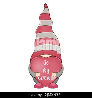 Cute Valentines day gnome with heart.  Stock Vector